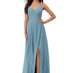 Azazie Teal Maxi Dress
